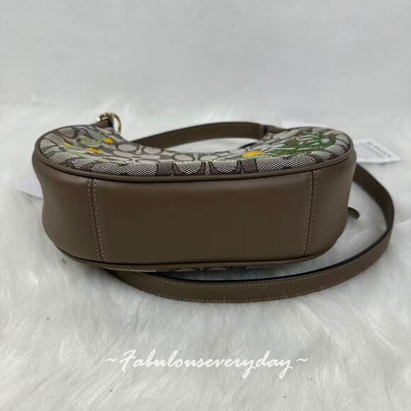 COACH Emily Shoulder Bag Signature Jacquard With Floral Embroidery CDX19 Oak NWT